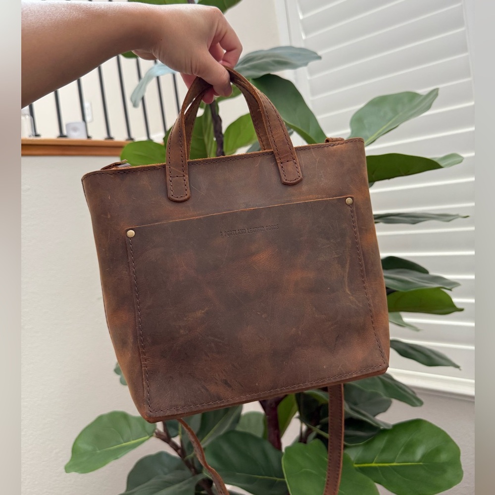 Portland Leather Goods Mini Crossbody Tote in Canyon
